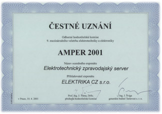 Čestné uznání AMPER 01