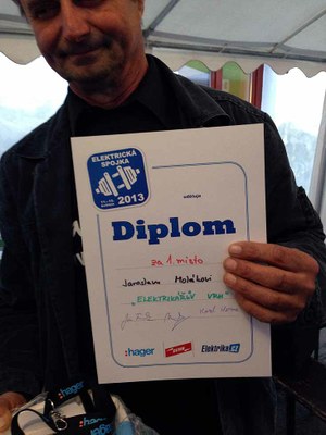 Diplom Jaroslav Molák za první místo"elektrikářský vrh"